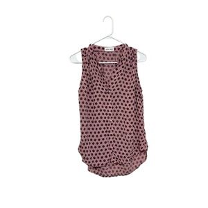 Bella Dahl Pink Black Polka Dot Sleeveless Blouse Size Medium